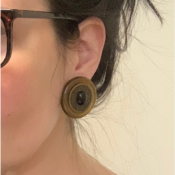 ✿Unique Retro Vintage ClipOns Chinese Symbols_Writing Statement Making Earrings - Picture 7 of 16